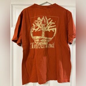 VINTAGE Timberland Men's Orange T-Shirt